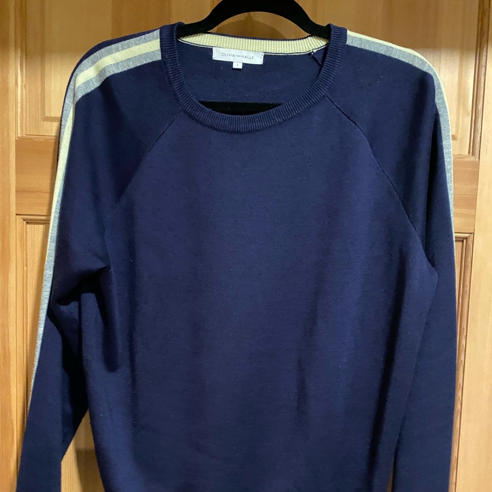 Olivia Von Halle Blue Cashmere Silk Tracksuit Top Small